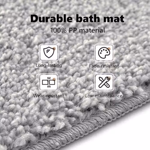 vidaXL Anti-slip Grey Polyester Bath Mat, W/D: 50 x 80 cm – 2