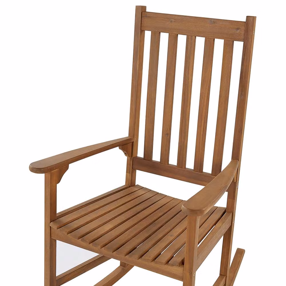 Wyld and Coco Rustic Acacia Wood Rocking Chair in Brown, W/D/H: 66 x 77 x 110 cm – 4