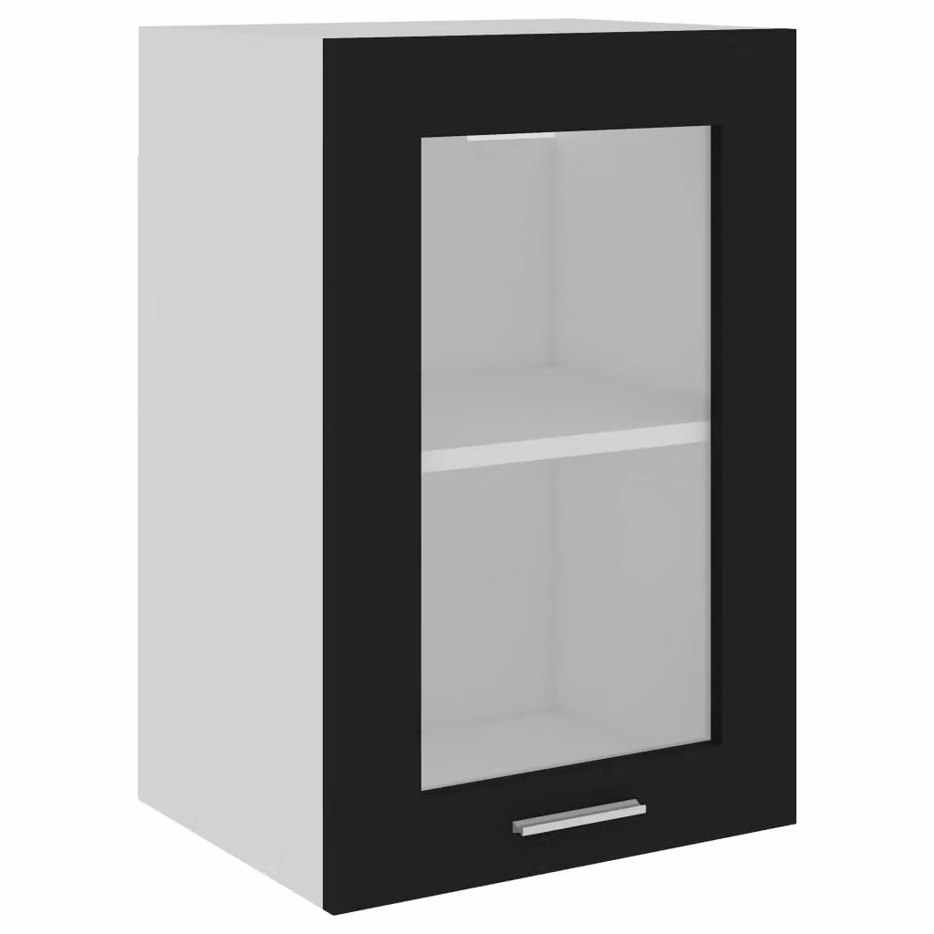 Berkfield Home Modern Black Wall Mounted Glass Cabinet with Internal Shelves W/D/H: 40 x 31 x 60 cm – 2