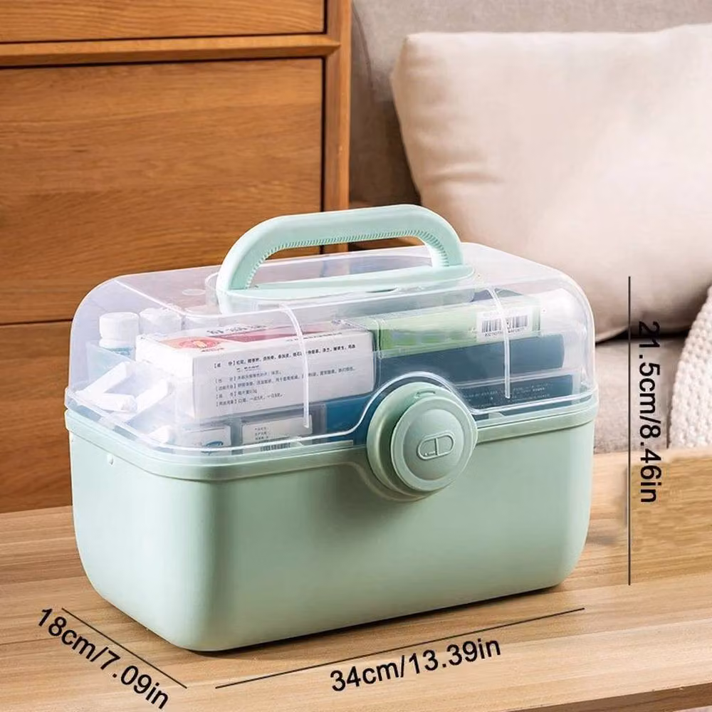EONLION Large Portable Medicine Organizer Box in Green, Width: 50 cm – 2