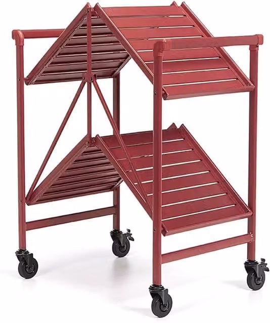 Novogratz Minimalist Metal Rolling Cart in Matt Red