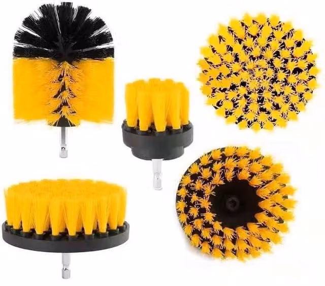 NESTLUNE 5-Piece Drill Attachment Cleaning Brush Set in Yellow