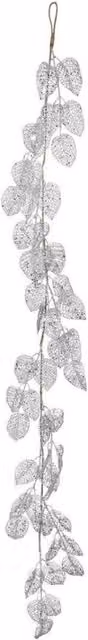 KDMD Silver Glitter Leaf Garland, 150cm