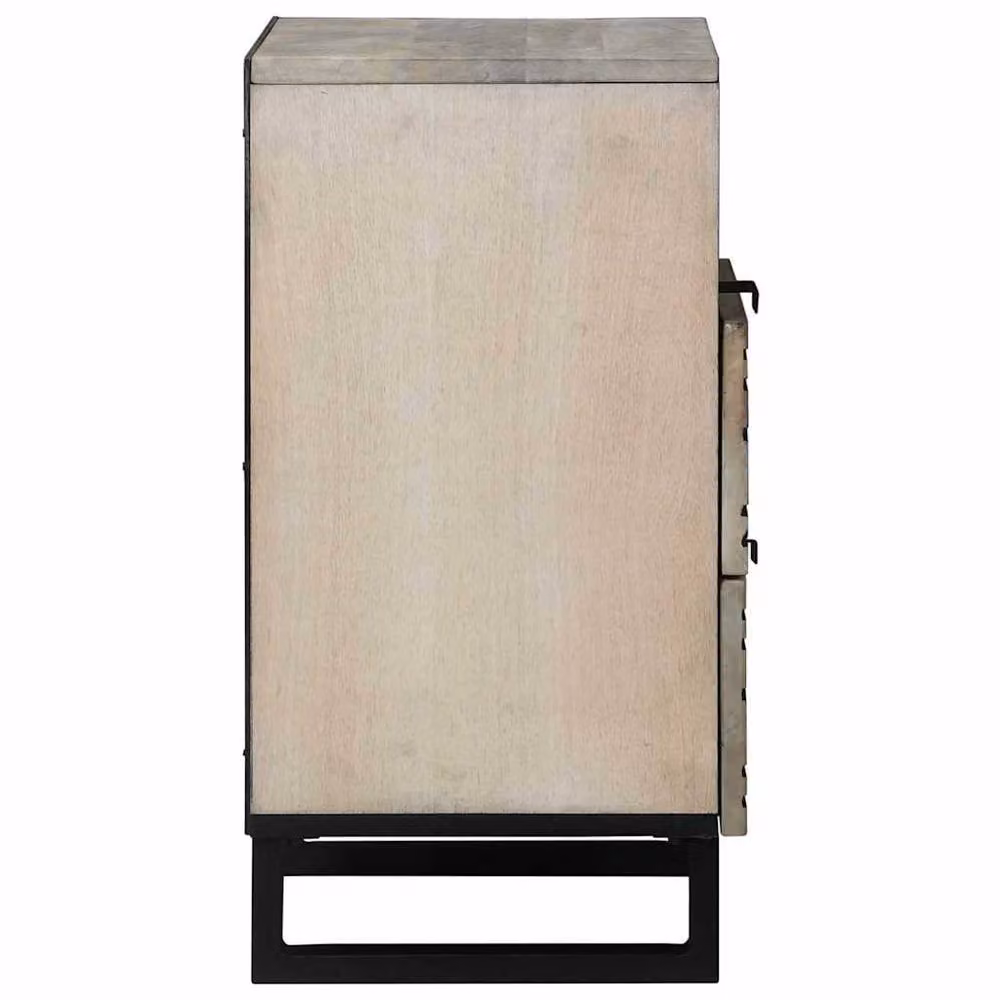 Berkfield Home Modern Mango Wood Bedside Table with Drawer in White and Black, W/D/H: 50 x 33 x 60 cm – 3