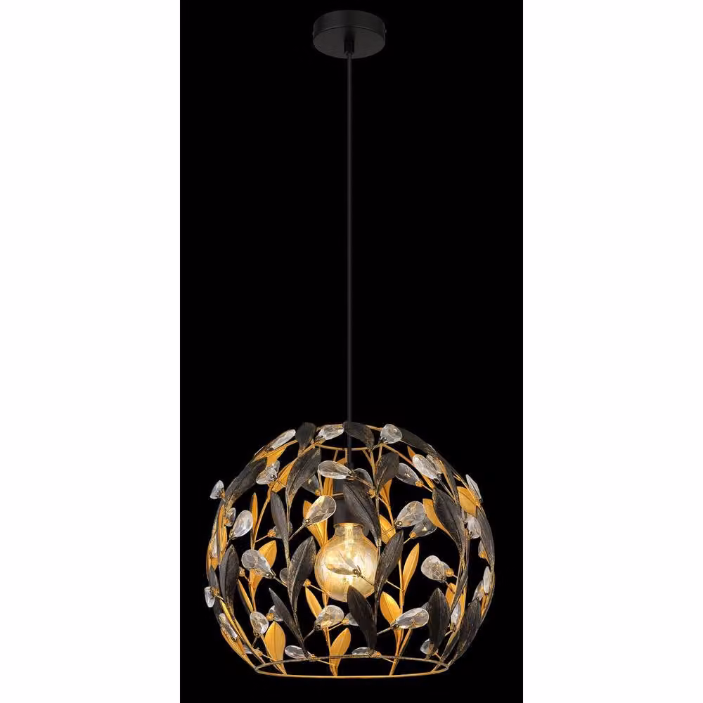 Globo Lighting Modern Round Metal Pendant Light in Gold and Black, Diameter: 40 cm – 4