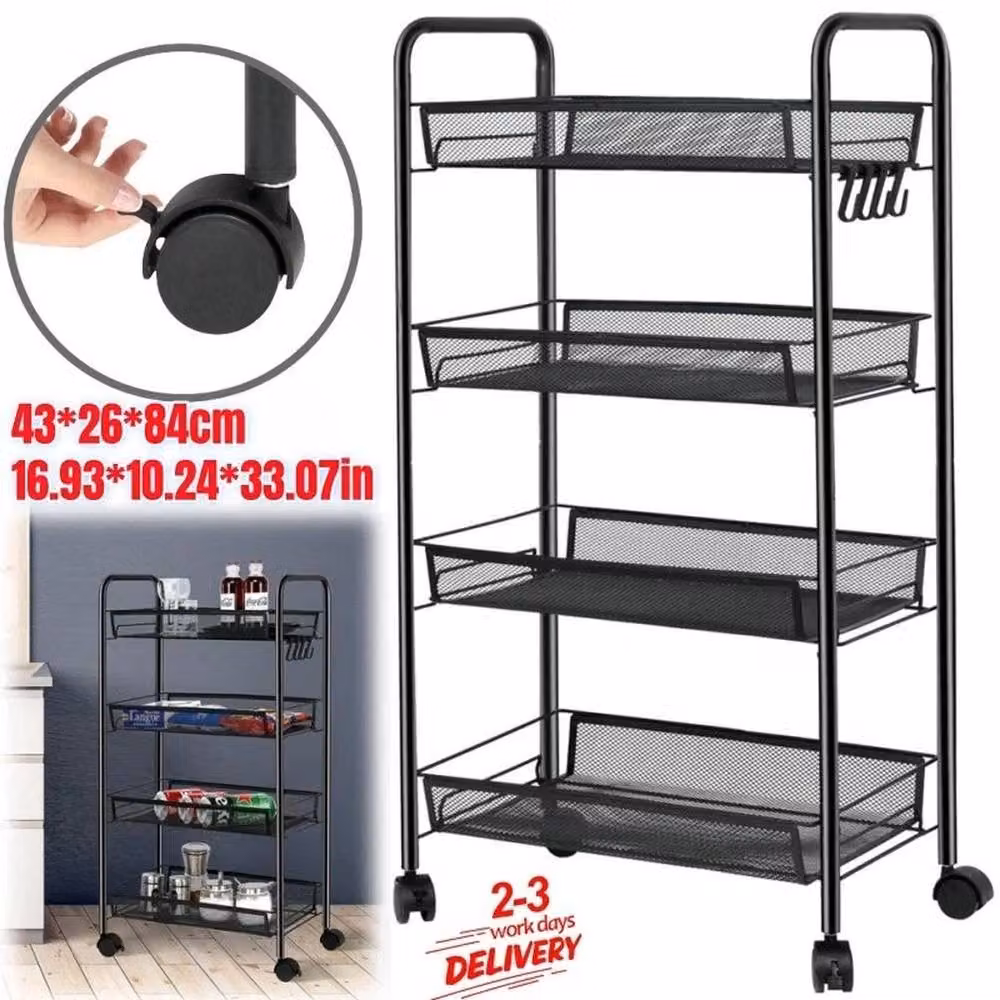 Nordara 4 Tier Black Metal Freestanding Shelving Rack – 3