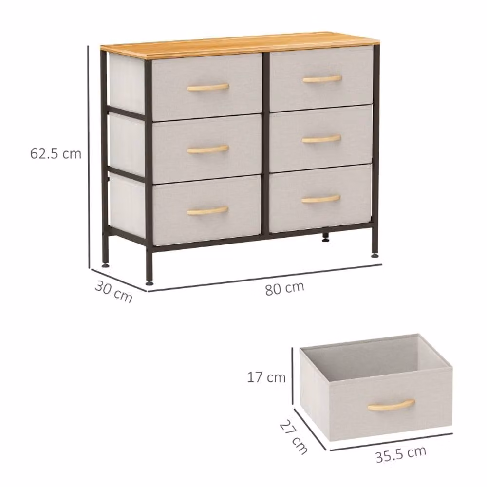 STILVORA Industrial Chest of Drawers with Steel Frame and Wood-Effect Top in Beige – 4