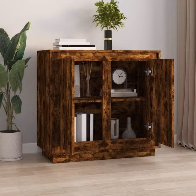 Berkfield Home Smoked Oak Sideboard in Brown, W/D/H: 80 x 34 x 75 cm