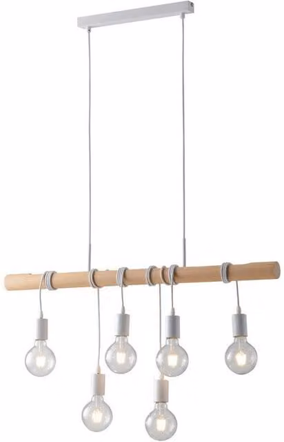 Netlighting Arizona Bar Ceiling Pendant Light in Brown and White Wood with E27 Socket