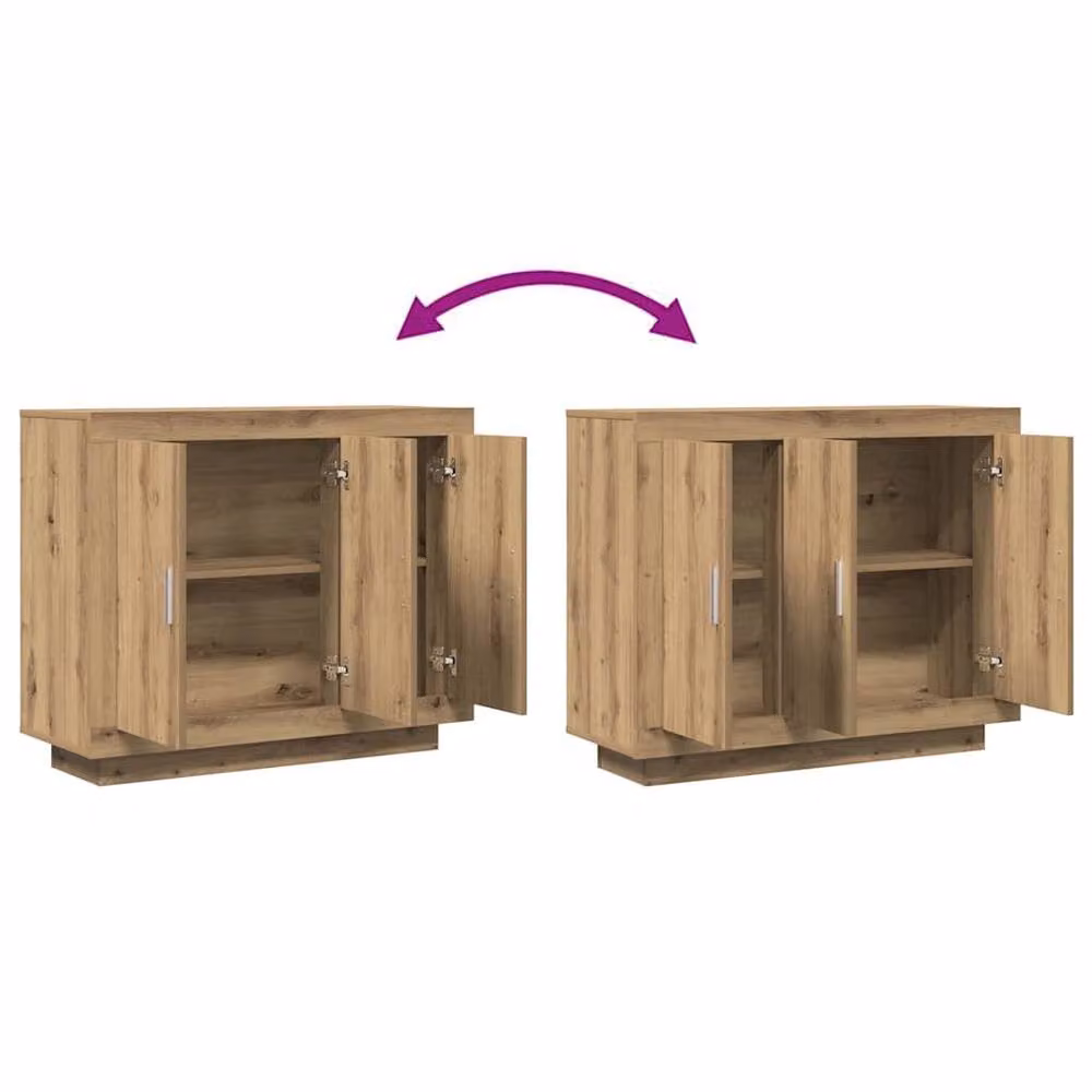 Berkfield Home Artisan Oak Sideboard in Brown, W/D/H: 92 x 35 x 75 cm – 3