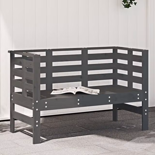 Berkfield Home Rustic Grey Garden Bench in Solid Pine Wood, W/D/H: 111.5 x 53 x 71 cm – 1
