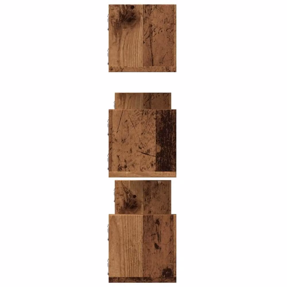 Berkfield Home Set of 3 Rustic Old Wood Wall Shelves in Brown, W: 80 cm, D: 18 cm, H: 18 cm – 3