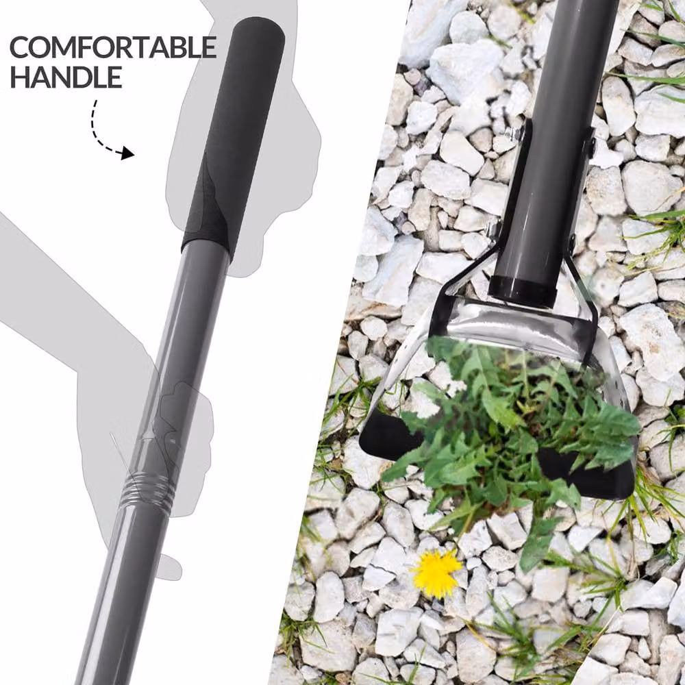 Walensee Adjustable Action Hoe Scuffle Loop Weeder with Cushion Grip in Silver and Grey