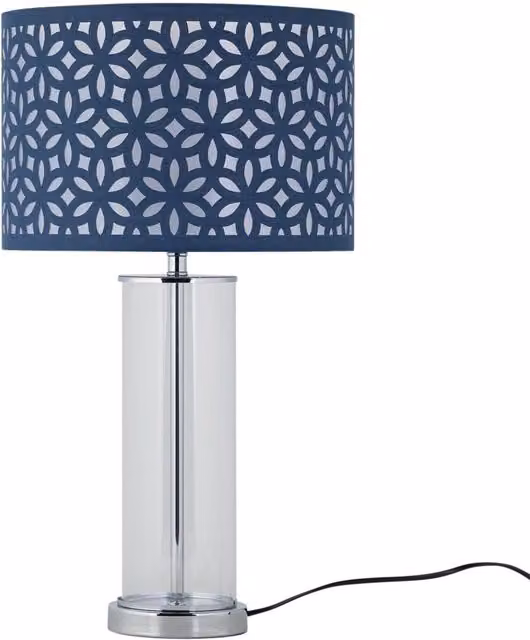 First Choice Lighting Aura Chrome Table Lamp with Blue Shade – 1