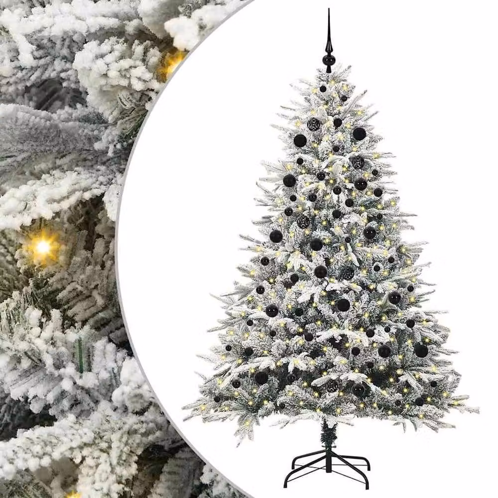 Berkfield Home Realistic Artificial Pre-lit Christmas Tree with Ball Set, Green, Height: 210 cm – 3