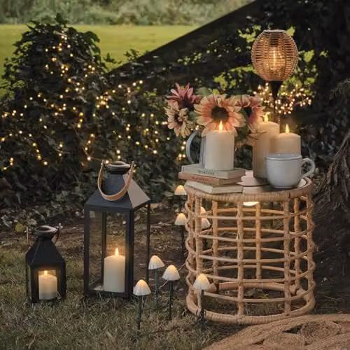 Lights4fun Hygge Solar Powered Light Up Garden Table with Warm White LED Lights – 2