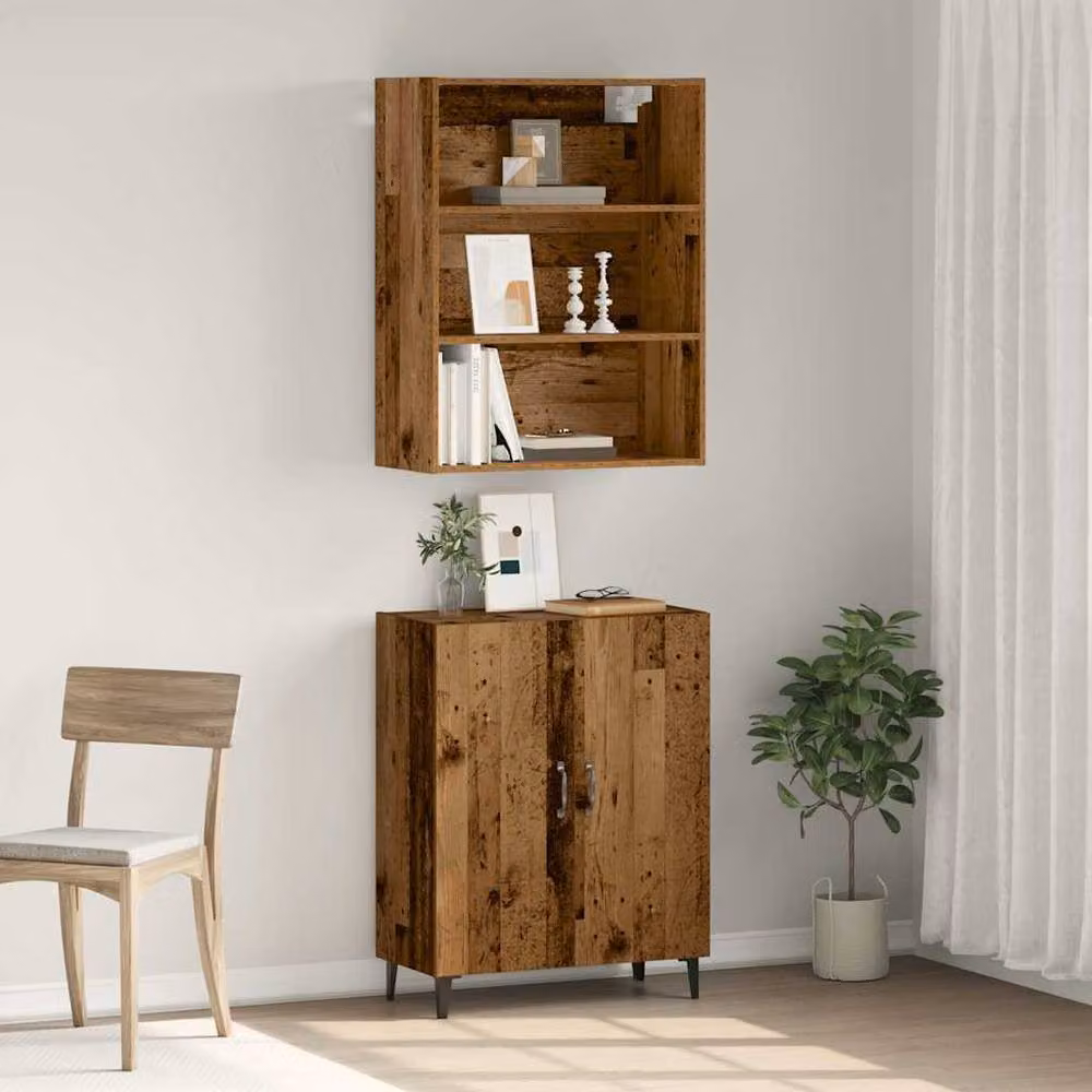 Berkfield Home Industrial Sideboard and Wall Cabinet Set in Brown Engineered Wood – 3