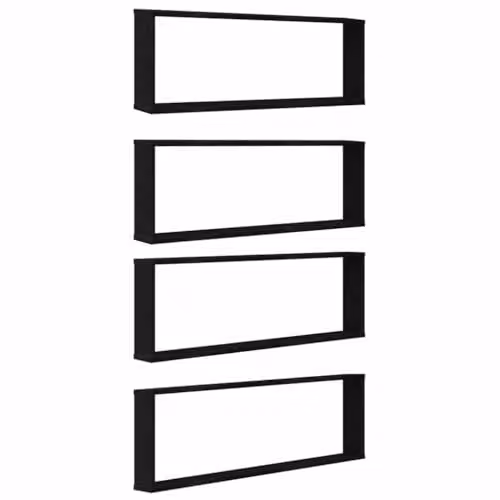 vidaXL Set of 4 Modern Wall-Mounted Cube Shelves in Black, W/D/H: 100 x 30 x 15.6 cm