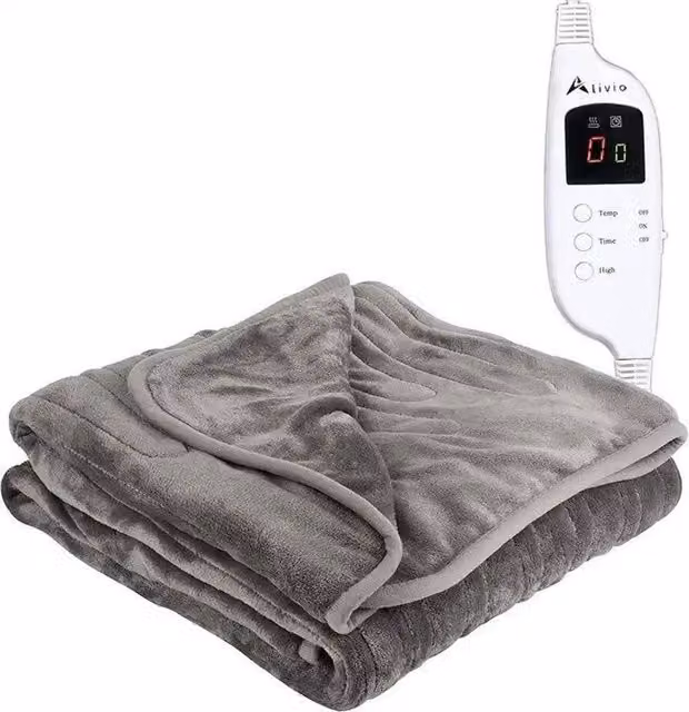 Alivio Grey Flannel Low Energy Electric Heated Blanket