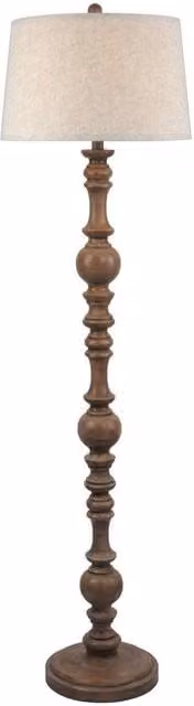 Lemon Pavilion Seraphia Floor Lamp with Edged Linen Shade in Brown, W/D/H: 41 x 41 x 154 cm