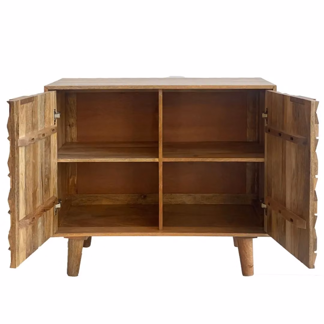 Jaipur Furniture Ltd Geometric Small Sideboard in Mango Wood, Brown, W: 93 cm, D: 45 cm, H: 77 cm – 3