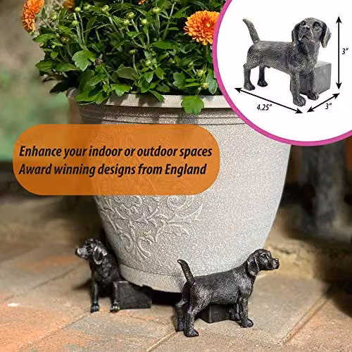 Jardinopia Beagle Plant Pot Feet, Set of 3, Bronze, W: 10.5 cm, D: 8.5 cm, H: 7.5 cm – 2
