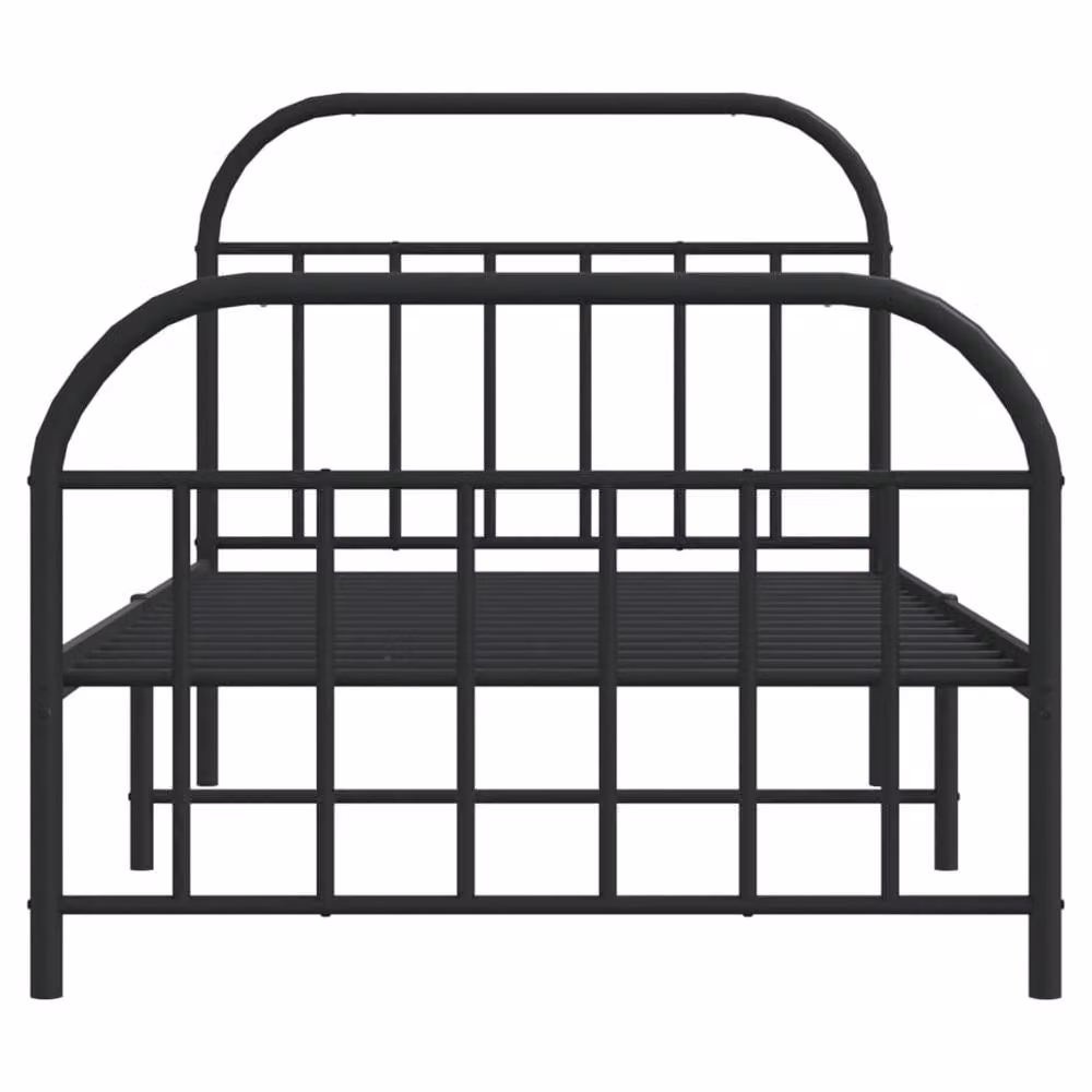 Berkfield Home Metal Bed Frame with Headboard and Footboard in Black, W: 107 cm, L: 203 cm – 3