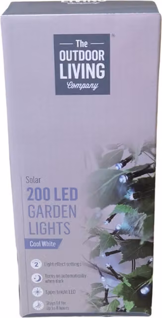 Samuel Alexander 200 LED Solar Powered Garden Lights in Cool White with Dusk Sensor