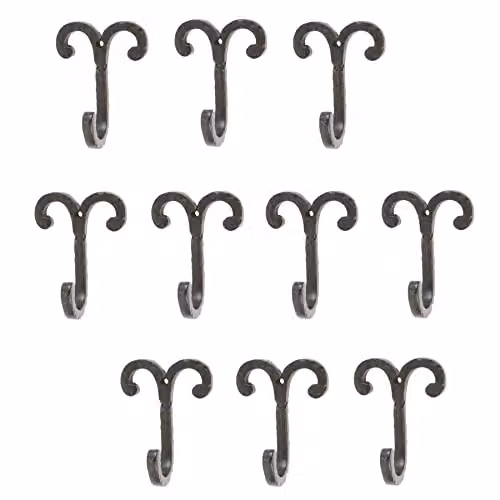 Hammer and Tongs Matt Black Powder-Coated Iron Wire Coat Hook, Pack of 10 – 2