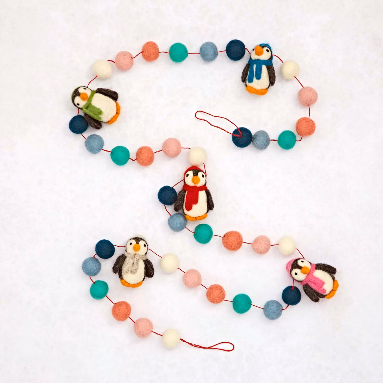 Paper High Multicolour Felt Penguin Pompom Christmas Garland – 2