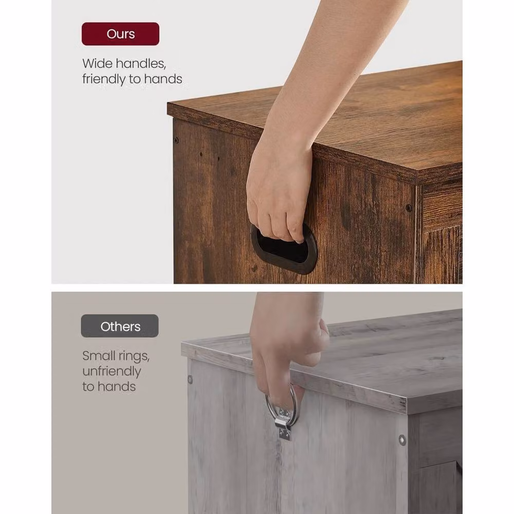 KORVIXA Brown Rustic Wood Storage Chest and Blanket Box W/D/H: 100 x 46 x 46 cm – 4