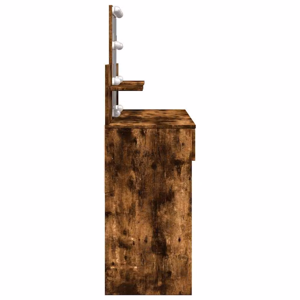Berkfield Home Hollywood LED Dressing Table in Smoked Oak Brown, W: 100 cm, D: 40 cm, H: 130 cm – 5