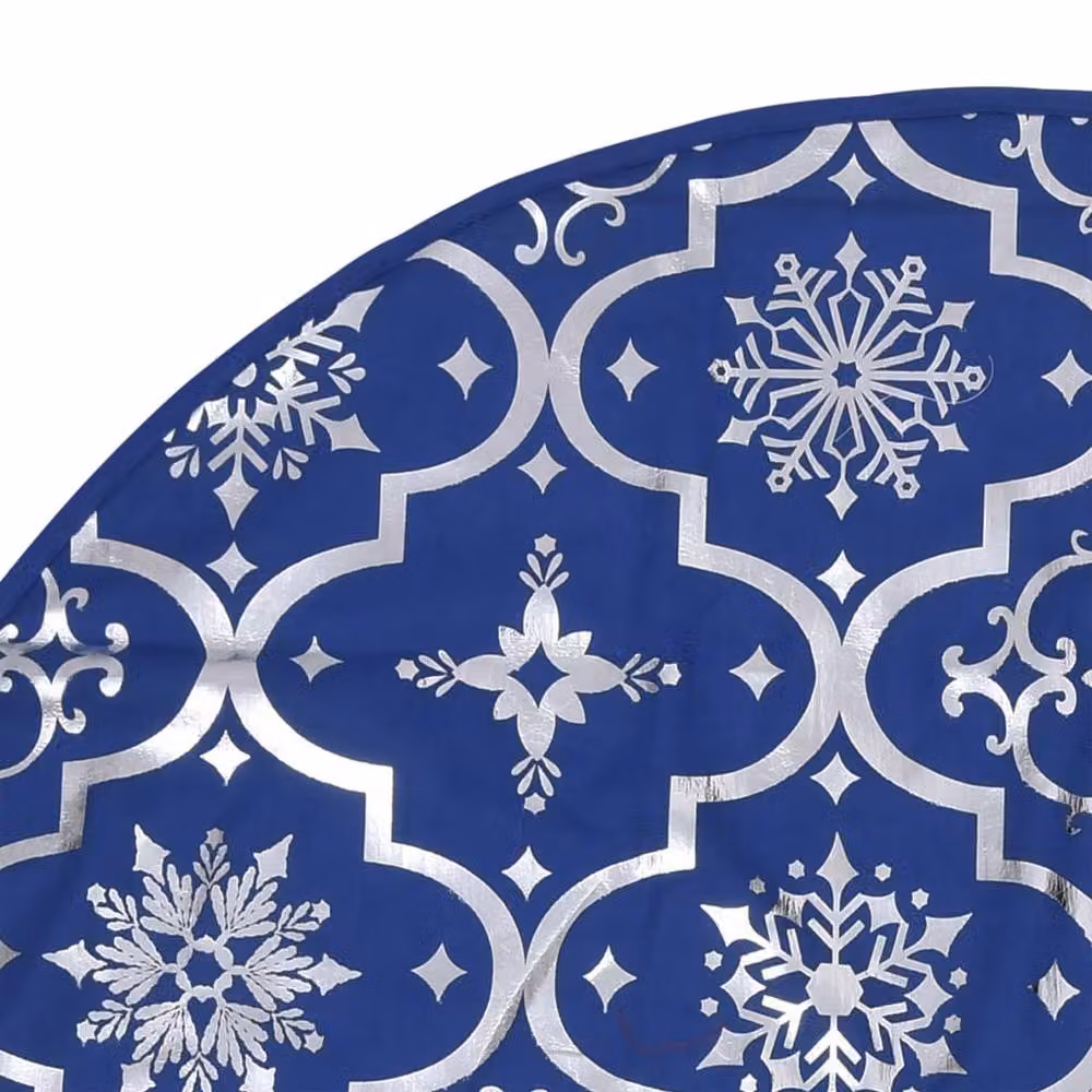 Berkfield Home Luxury Christmas Tree Skirt with Sock, Blue, Diameter: 90 cm – 5