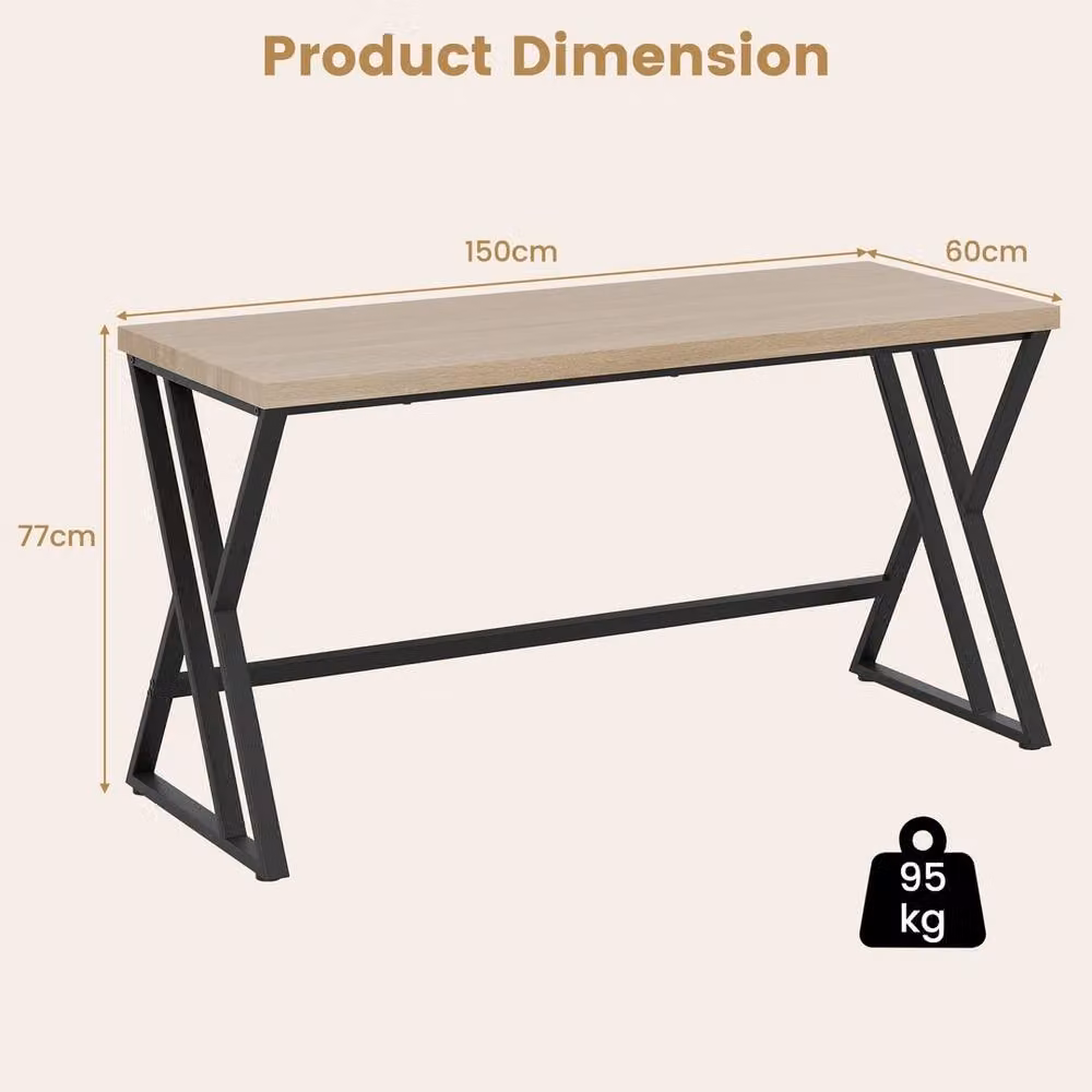 VOGREX Industrial Executive Computer Workstation Writing Desk in Beige, Width: 150 cm – 2