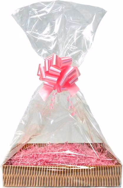 Hampabox Pink Gift Basket Kit with Wicker Print Hamper Tray and Pink Accessories, W: 35 cm, D: 24 cm, H: 8 cm