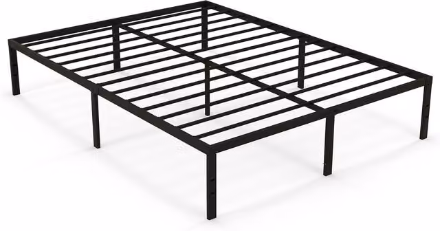 COSTWAY Modern Metal King Size Platform Bed Frame in Black, W/D/H: 180 x 200 cm