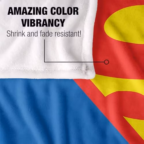 Warner Bros. Superman Shield 2016 Silky Touch Super Soft Fleece Throw Blanket, Multicolour, W: 91.44 cm x D: 91.44 cm x H: 147 cm – 3