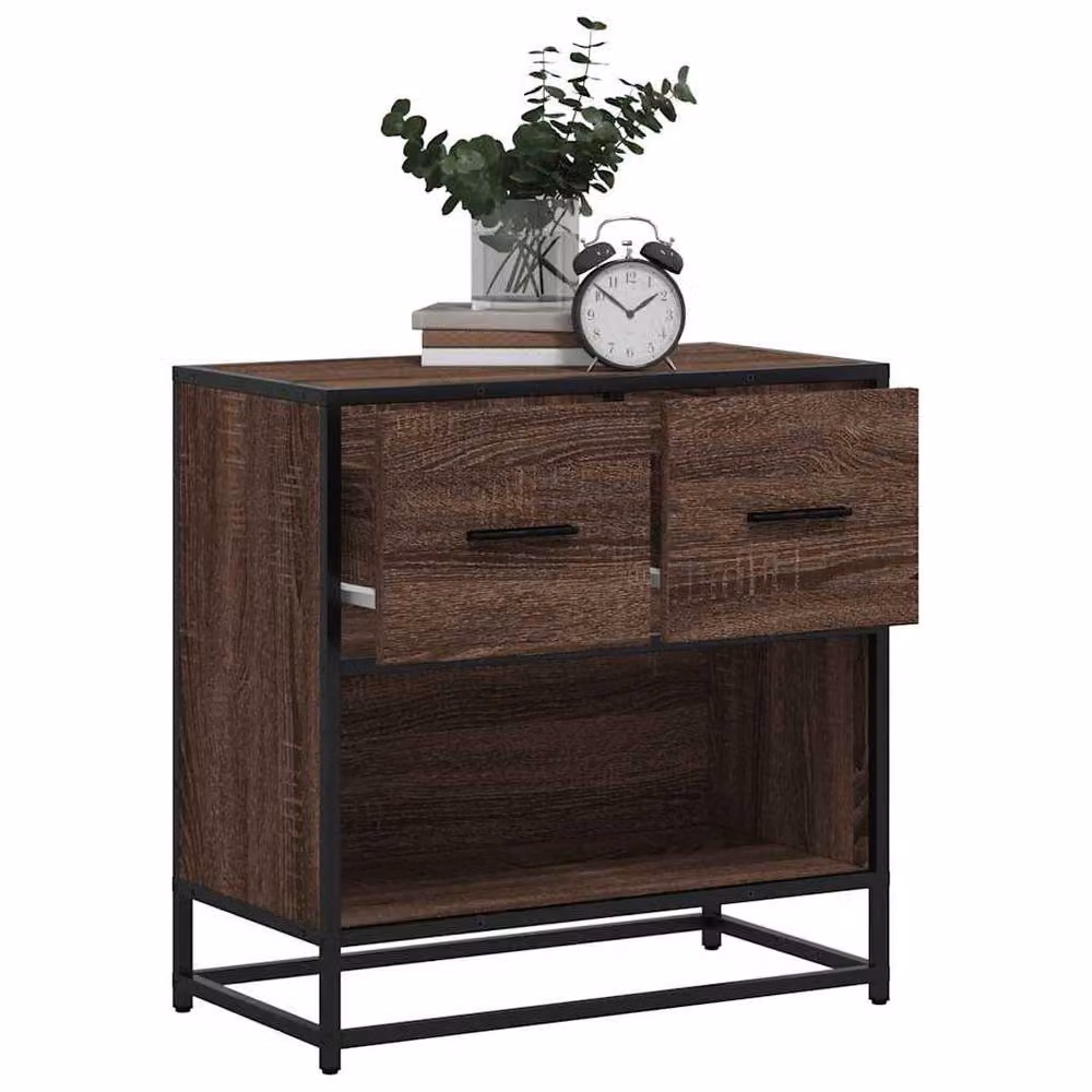 Berkfield Home Elegant Bedside Cabinet in Brown Oak, W/D/H: 60 x 31 x 60 cm – 2