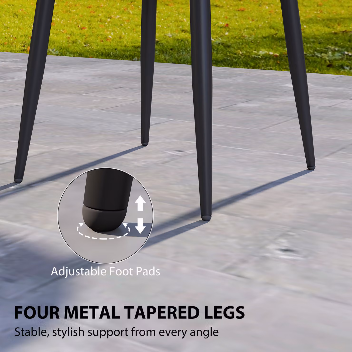Outsunny Round Garden Coffee Side Table with Plastic Tray-Style Top and Metal Legs, Black, Diameter: 49.5 cm – 6