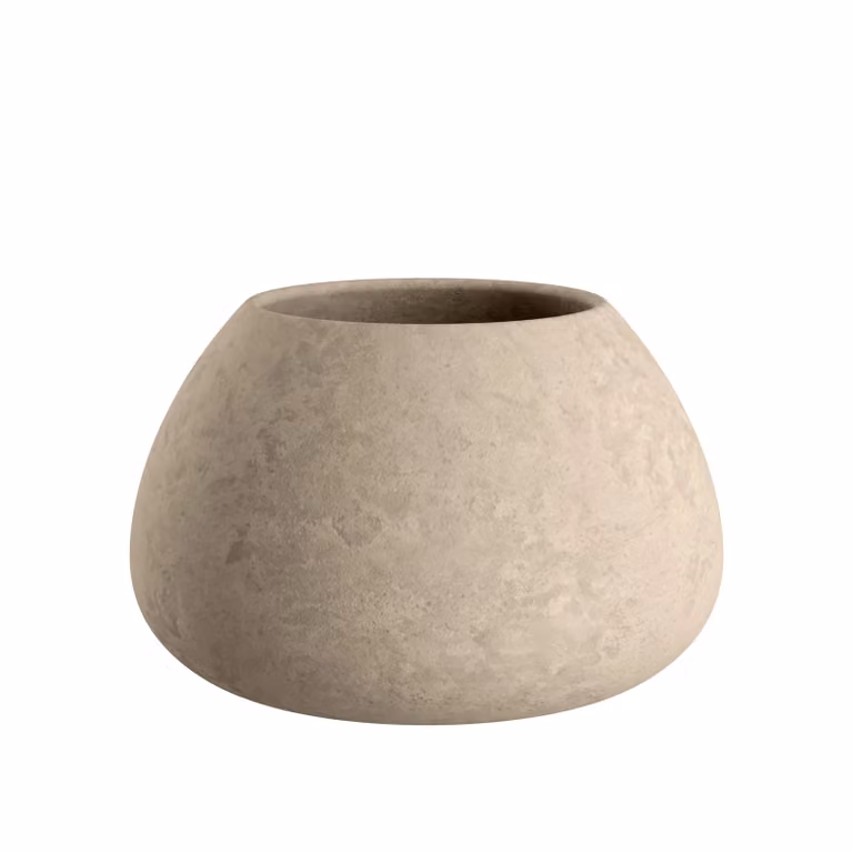 Dome Deco Areca Tabletop Planter, Beige Stone Finish, Round