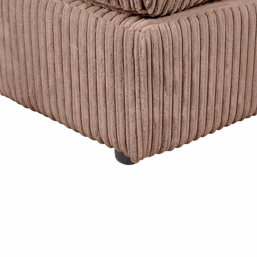 LUXURY LIFE Amalfi Jumbo Cord Fabric Footstool in Brown, W/D/H: 60 x 60 x 65 cm – 3