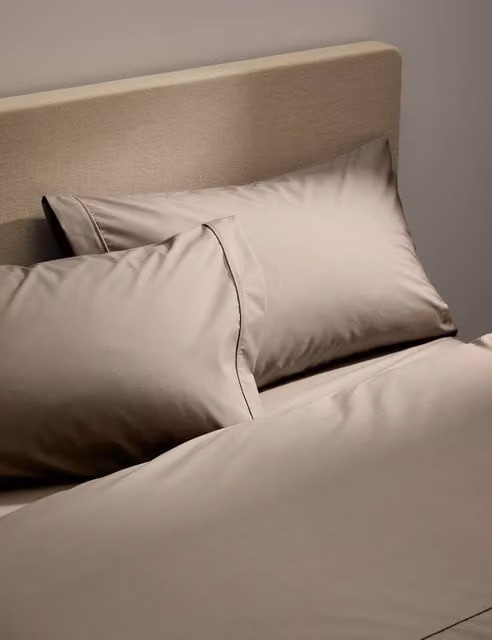 M&S 2 Pack Egyptian Cotton 230 Thread Count Percale Pillowcases in Mink