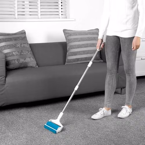 Beldray PetPlus+ Reusable TPR Gel Lint Roller in White and Turquoise with Telescopic Handle and Built-in Squeegee Scraper for Pet Hair on Clothes, Floors and Furniture – 2