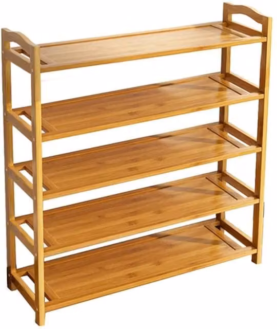 PAWNORA 5-Tier Brown Wood Shoe Rack and Footwear Storage Organizer Unit