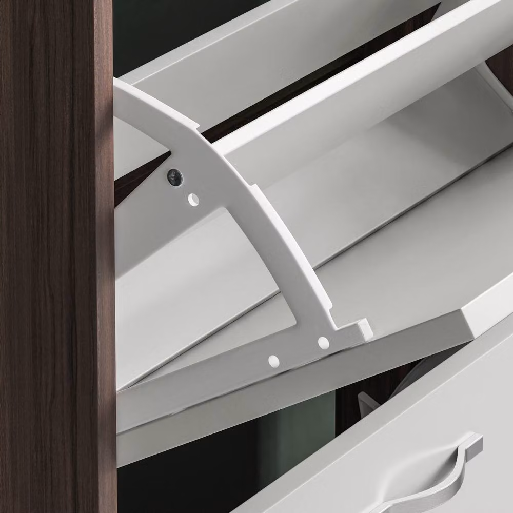 HD Designs Modern White Metal 3 Drawer Shoe Cabinet with Tilting Compartments W/D/H: 118 x 60 x 12 cm – 4