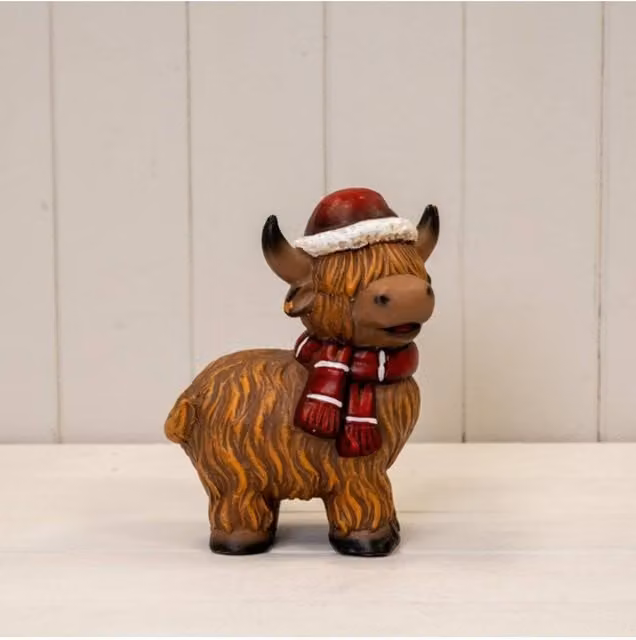 KDMD Brown Ceramic Highland Cow Tabletop Ornament
