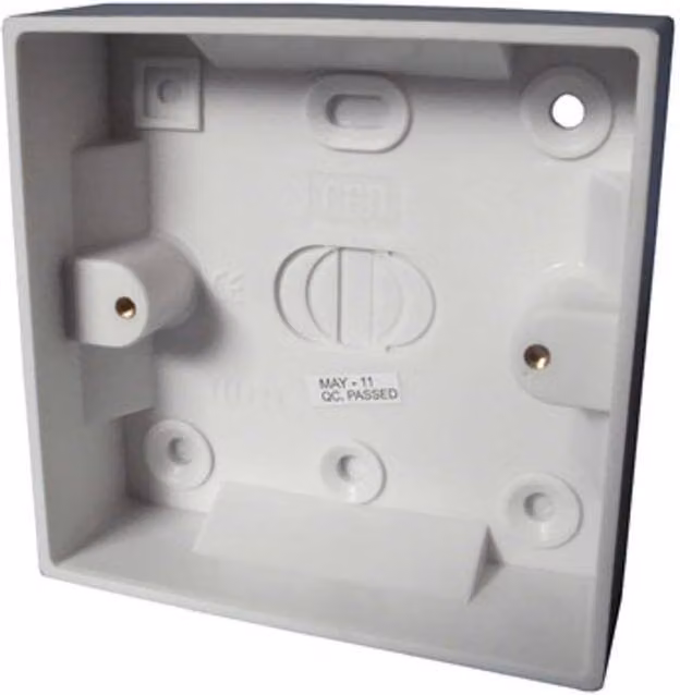 McAlpine White Plastic 1 Gang Surface Mount Pattress Box, 25mm – 1