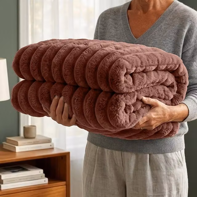 Casabella Brown Polyester Fleece Blanket