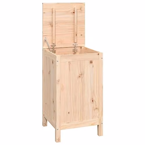 vidaXL Laundry Box in Natural Brown Solid Wood, W/D/H: 44 x 44 x 76 cm