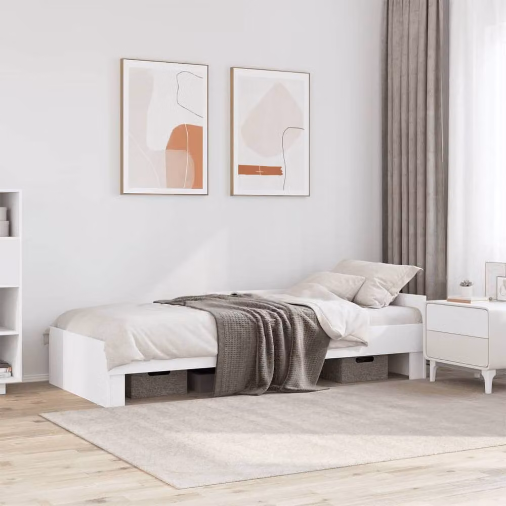 Berkfield Home Small Single Wood Bed Frame in White – 2